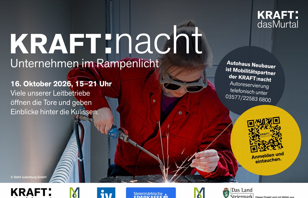 KRAFT:nacht 2026 in Murau und Murtal: Unternehmen geben Jugendlichen Einblicke in Ausbildung, Berufe und Arbeitswelten