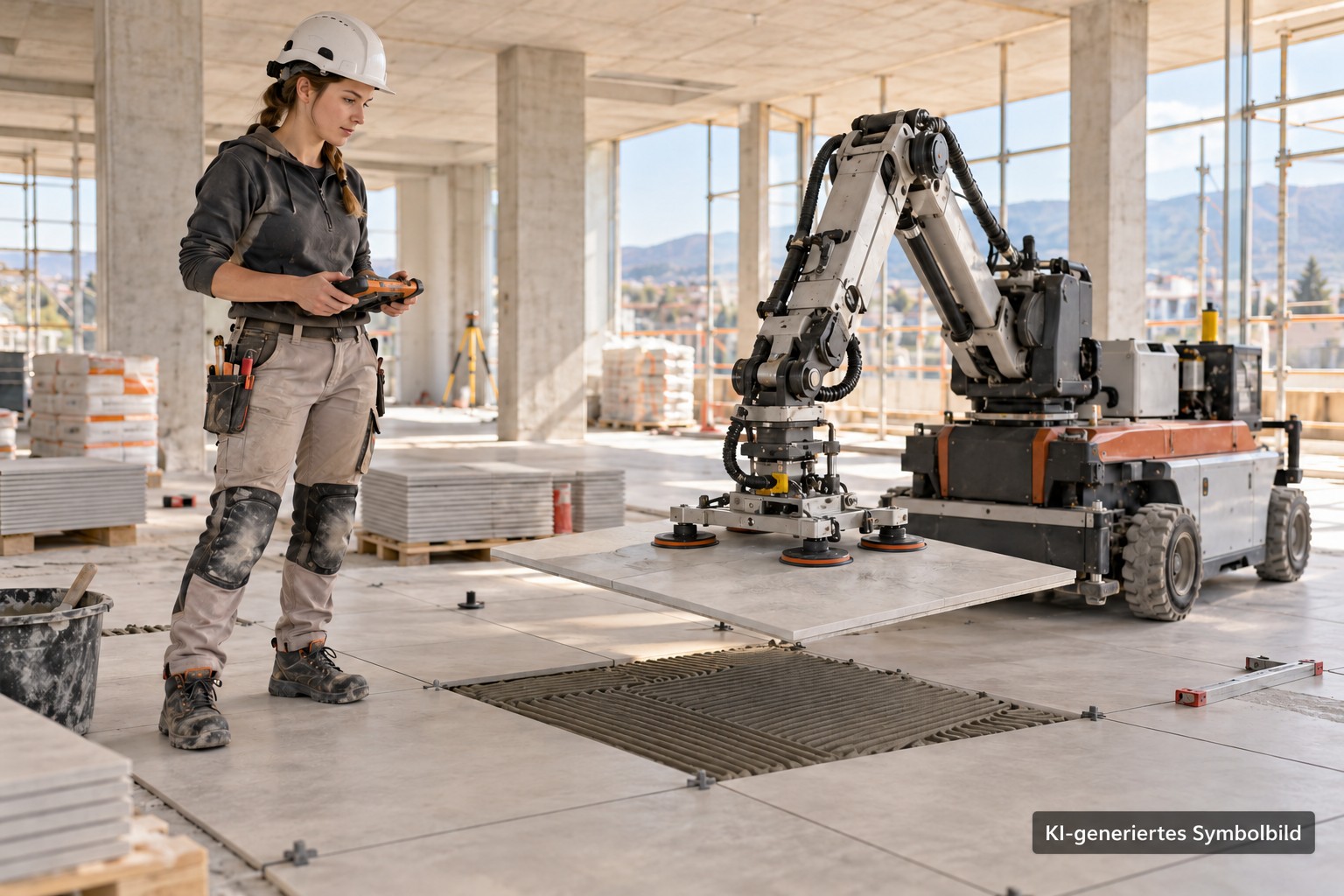 Mensch und Roboter im Bauhandwerk