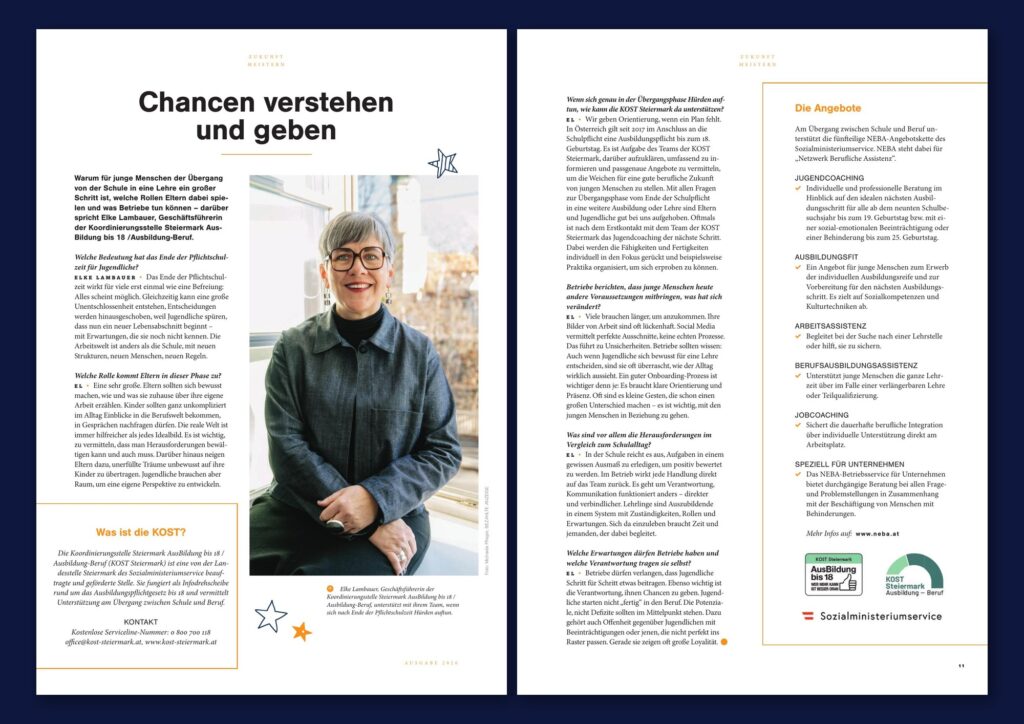Die KOST Steiermark zeigt, wo Eltern und Jugendliche am Übergang von der Schule in Ausbildung und Beruf Unterstützung finden.